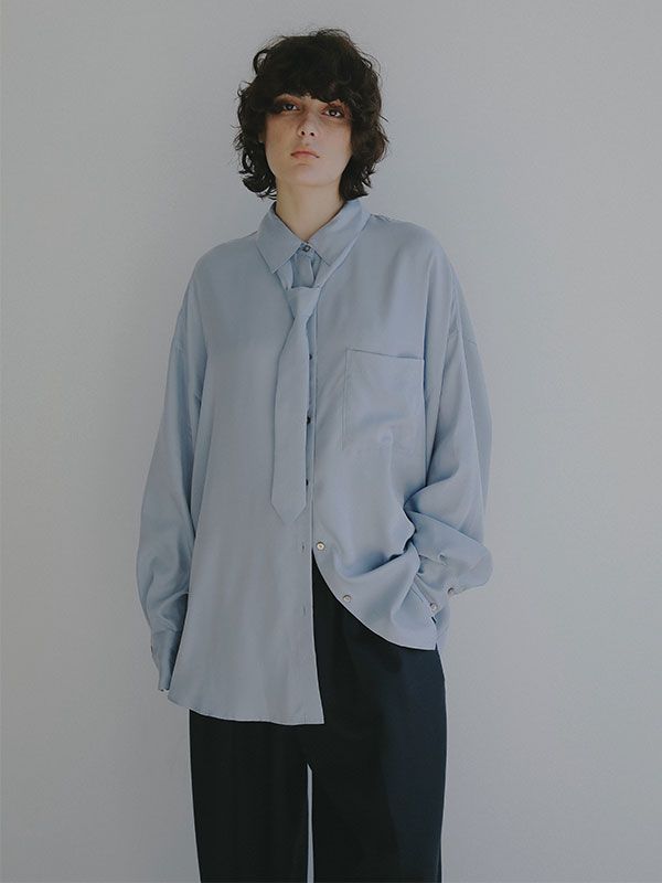 ETRE TOKYO - キュプラネクタイオーバーサイズシャツ (BLUE) | ADDICT