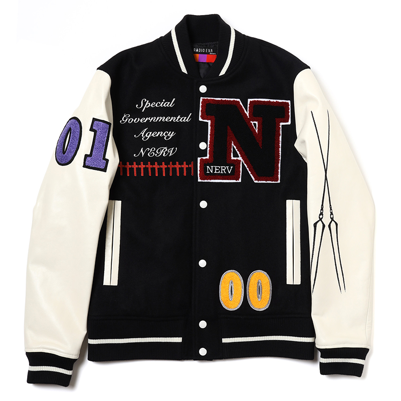 RADIO EVA 862 EVANGELION BASEBALL JACKET/BLACK×WHITE（NERV）(M