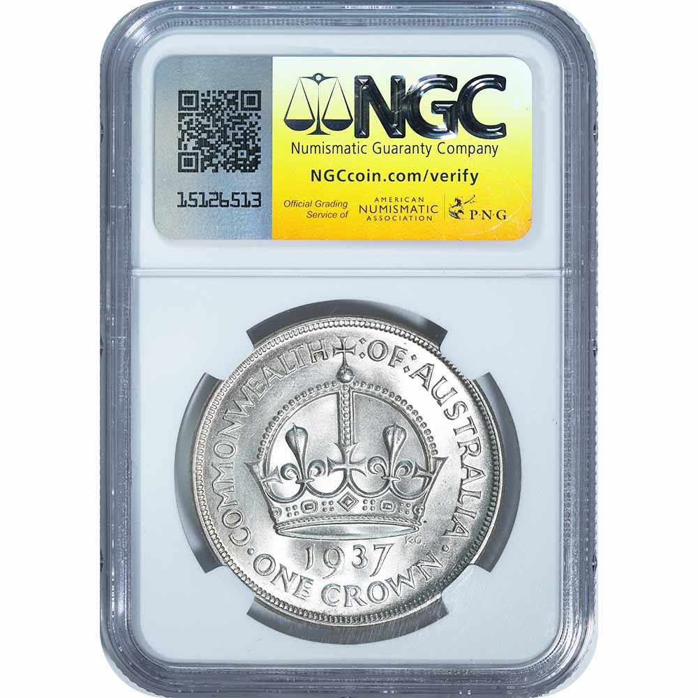 Australia 1 Crown 1937 MS63 NGC - Golden Eagle Coins