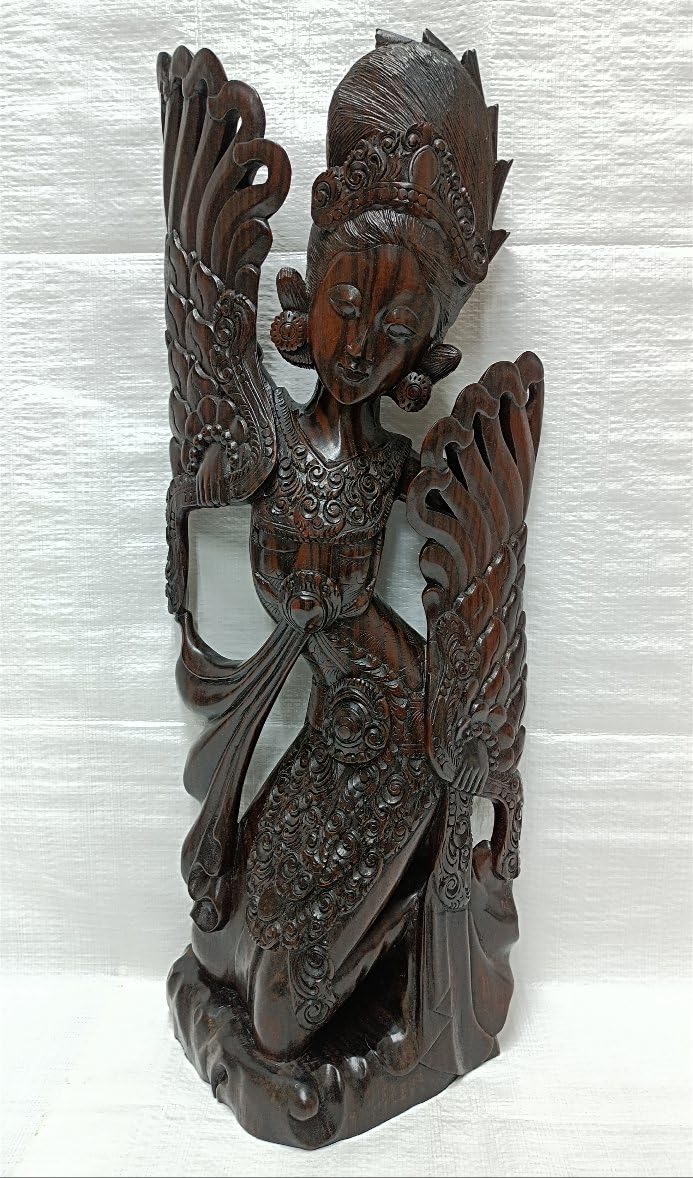 Amazon.co.jp: バリ島縞黒檀製木彫り女神舞踊彫刻置物高さ53cm極上品