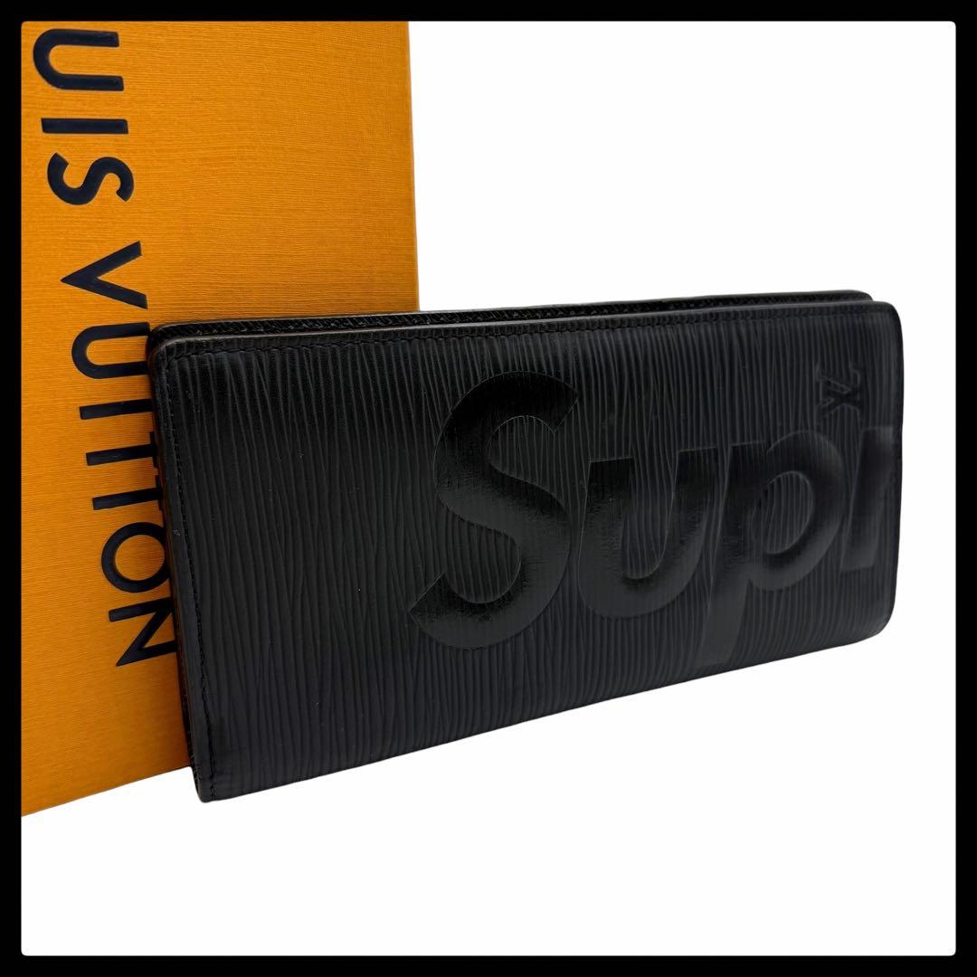 6155 美品 ルイヴィトン×シュプリーム エピ ブラザ 23AW 長財布 黒色 Supreme（シュプリーム） 23AW ×LOUIS VUITTON ルイヴィトン エピ