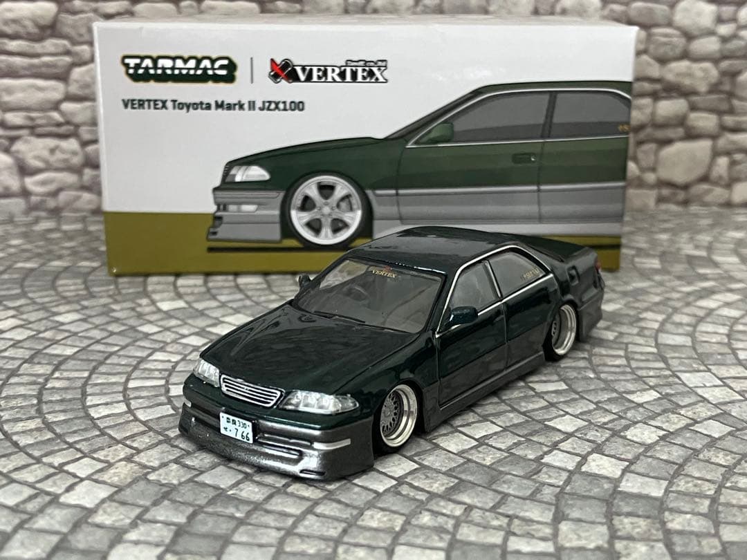 TARMAC VERTEX Toyota Mark II JZX100 改造 Tarmac Works 1:64 VERTEX Toyota Mark II JZX100 Blue Metallic T64G