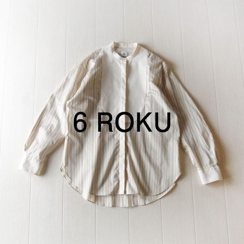 美品 ROKU ロク 2,8万 バンドカラーブラウス B&Y アローズ C551 6（ロク）の「＜6(ROKU)＞BAND COLLAR SHIRT/シャツ（シャツ/ブラウス