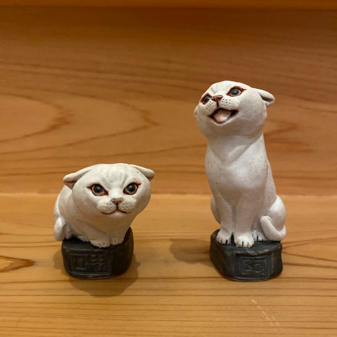 きたむら工房　ネコ置き物　阿吽 mofura-b様オーダー品】猫の置物 - 穴熊舎 | minne byGMOペパボ 国内
