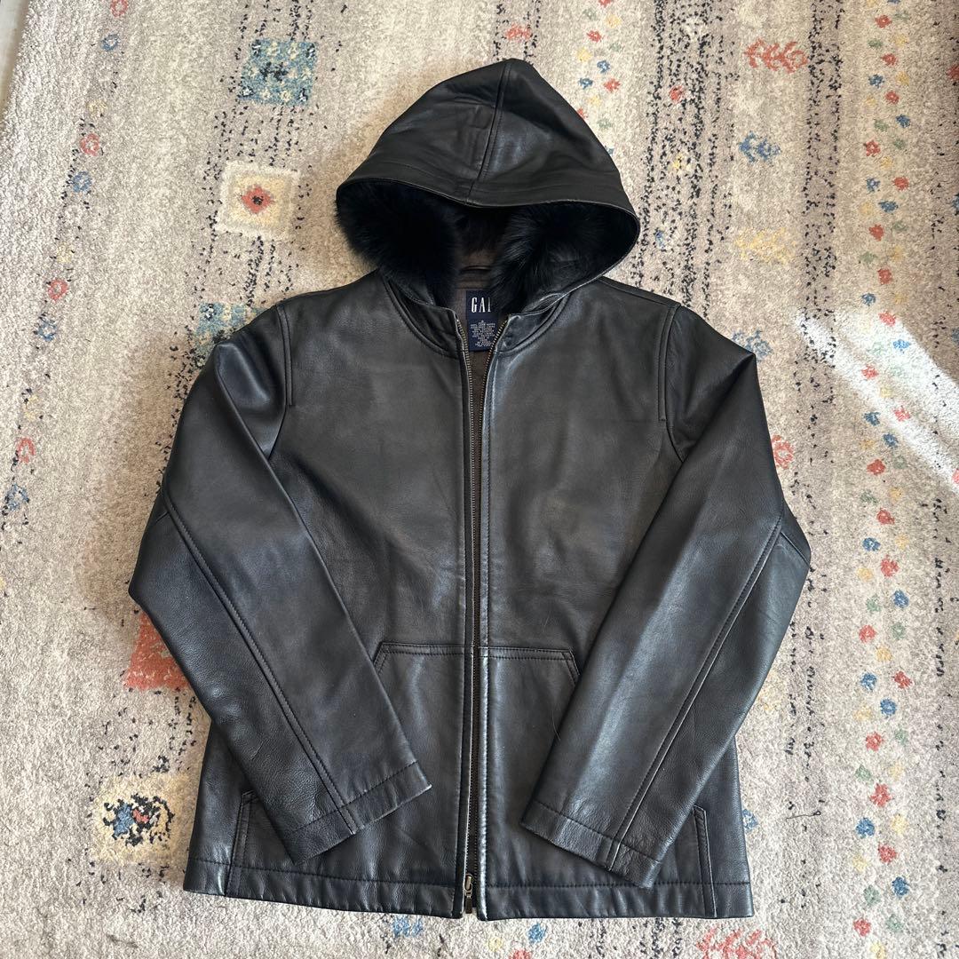old gap レザー フーディ パーカー ラムレザー y2k FUJIくん着用 old gap レザー フーディ パーカー ラムレザー y2k FUJIくん着用