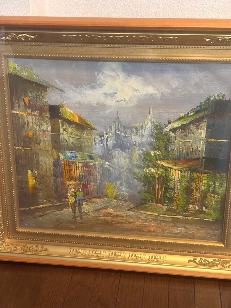 作者不明 肉筆油絵 風景画 額縁付き サインらしき記載あり インテリア向け用油彩 作者不明 肉筆油絵 風景画 額縁付き サインらしき記載あり インテリア