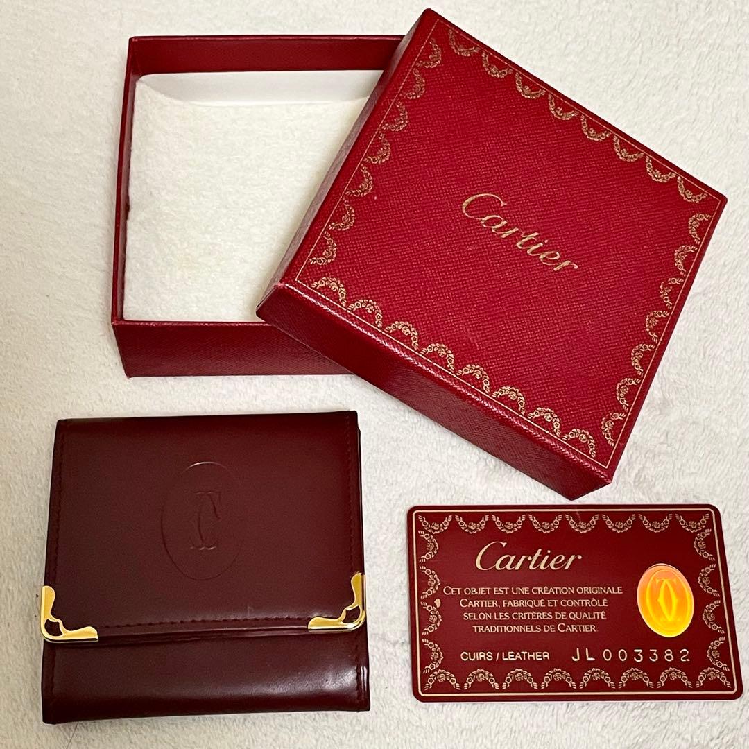 新品 カルティエ マストライン ケース ボルドー ゴールド金具