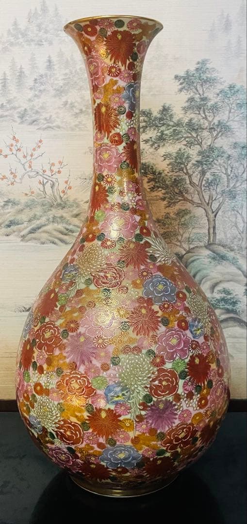 薩摩焼　飾り壺　花瓶　島津家紋入 丸十字　色絵　金彩　高さ46.5㎝ 大型　大壺 楽天市場】薩摩焼 金彩色絵 人物図飾り壺 高さ約72cm 工芸品 金襴手 彩