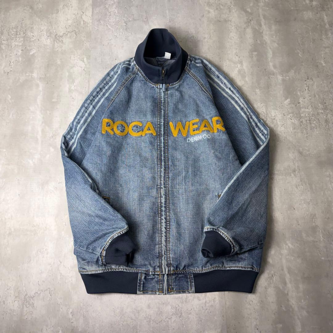 ROCA WEAR 刺繍ロゴ デニム トラックジャケット ブルゾン L ブルー