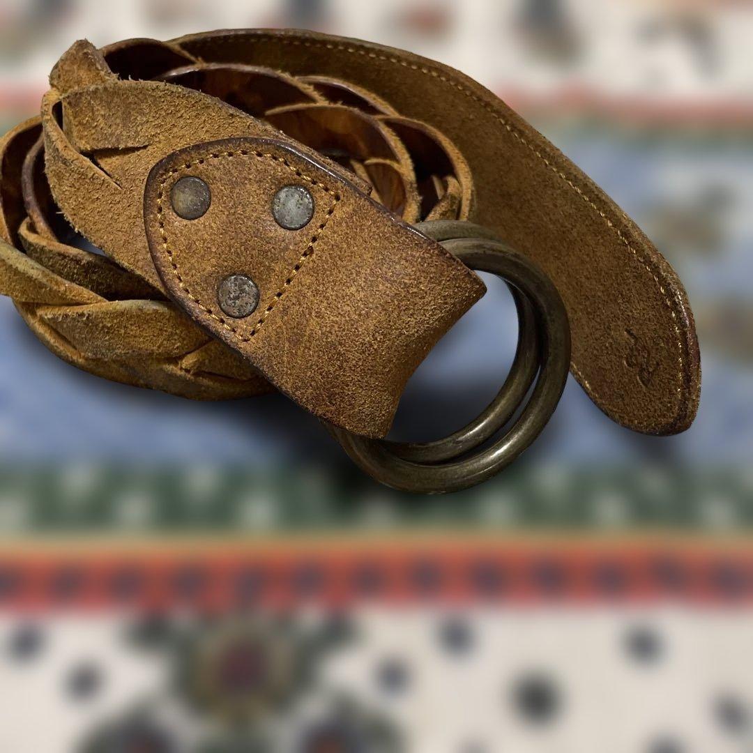 RRL レザーダブルリングベルト　34 Double RL(RRL) LEATHER RING BELT ダブルアールエル リングベルト 茶