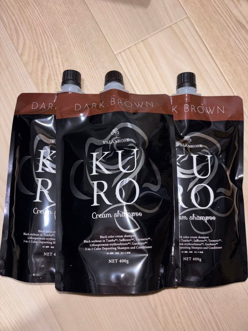 KURO Cream Shampoo ダークブラウン 400g 3袋